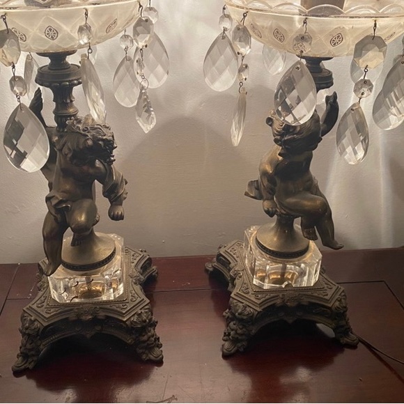 Rare 26 inch Greek Italian Mythology Cherub pair of lamps - Picture 3 of 7